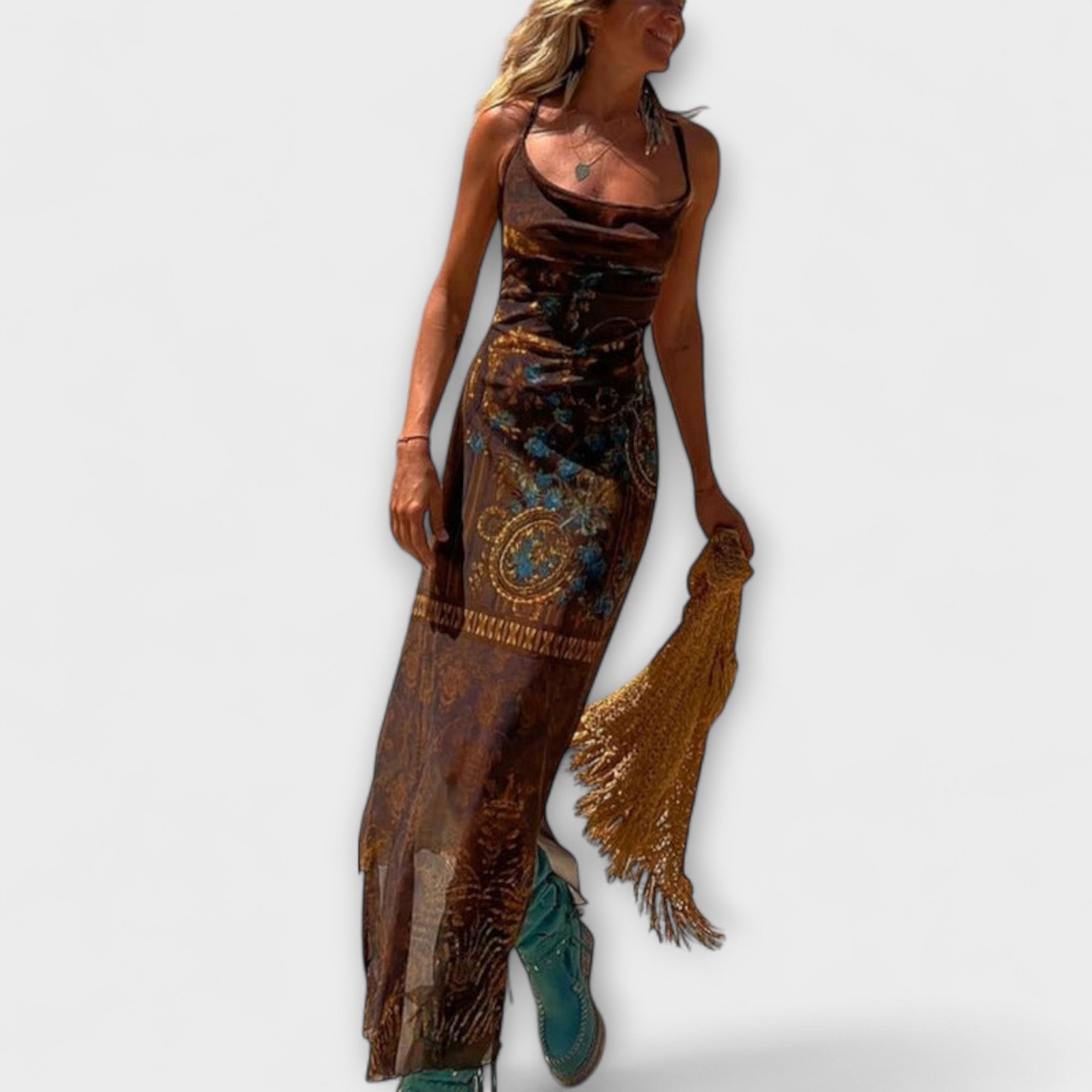 Fee - Abito Midi Unico con Collo a Sciarpa