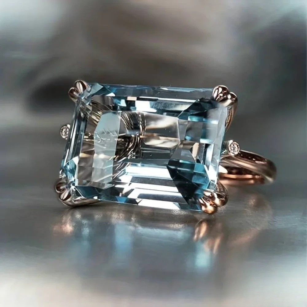 Anello Classico Vintage in Zirconia Blu