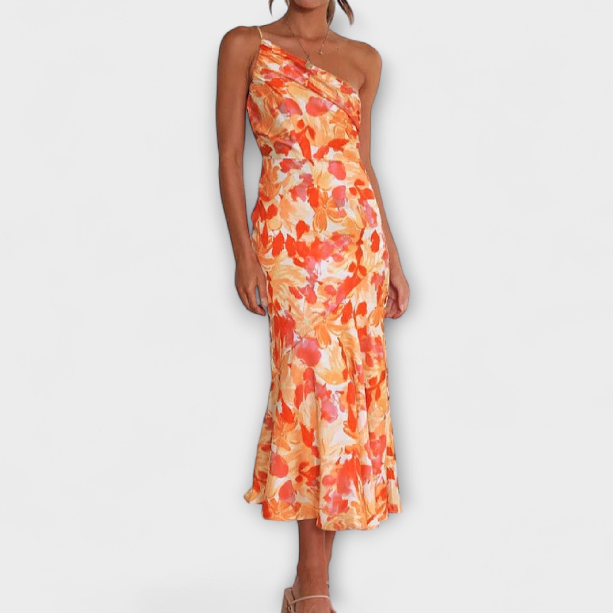 Tabea - Abito con Motivo Floreale Asimmetrico