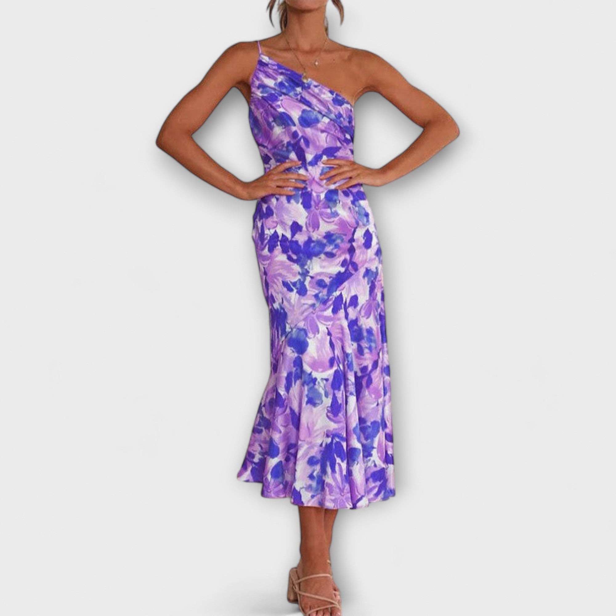 Tabea - Abito con Motivo Floreale Asimmetrico