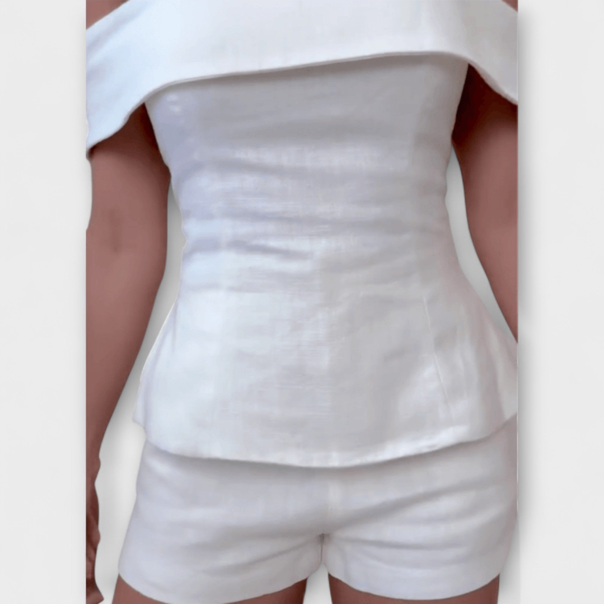 Olivia - Completo Due Pezzi in Cotone e Lino Bianco