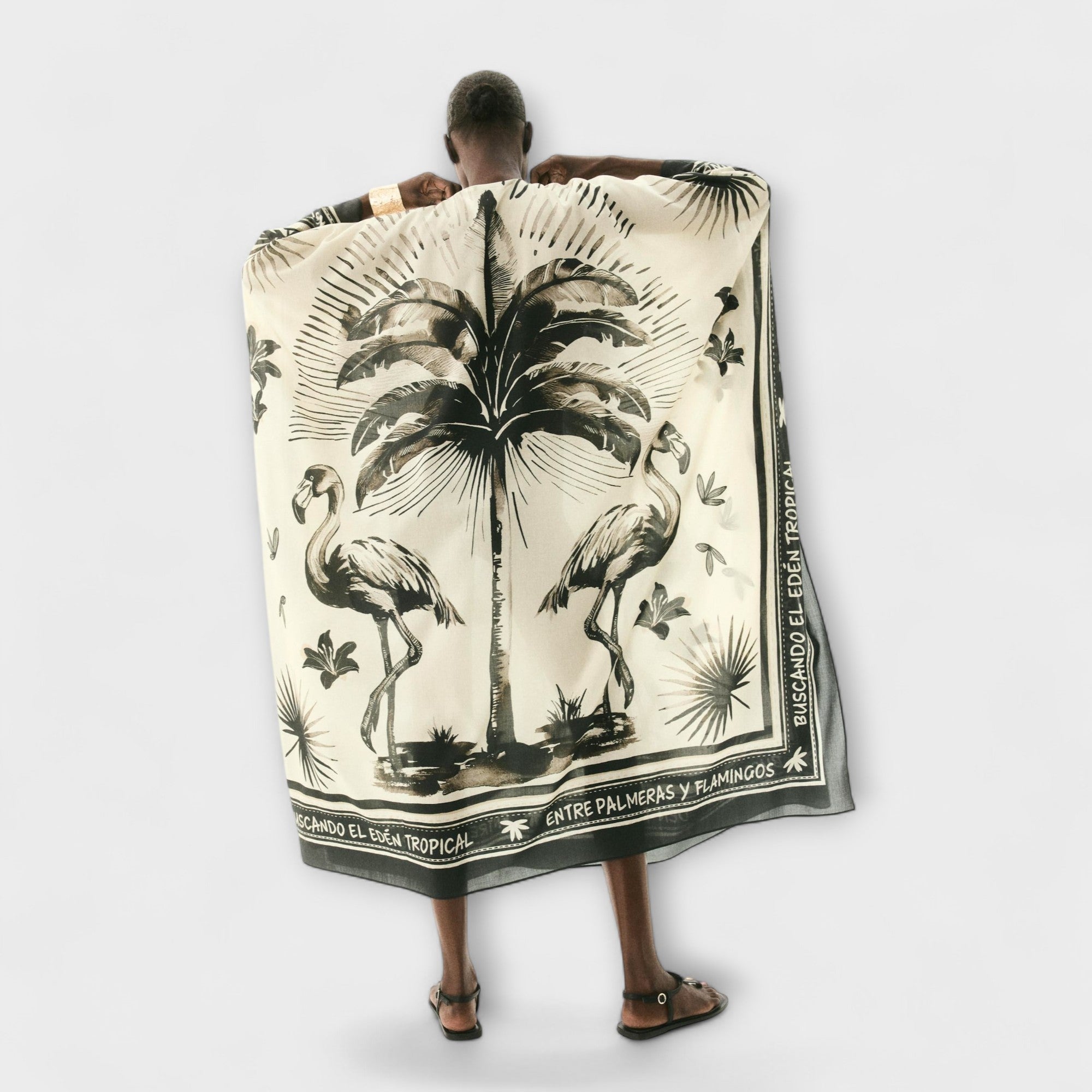 Melissa - Kaftano Maxi con Stampa Fenicottero Extra-Large