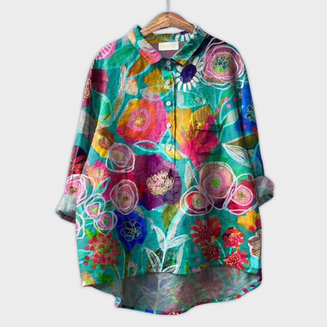 Magdalena - Handmade Women's Blouse with Floral Pattern