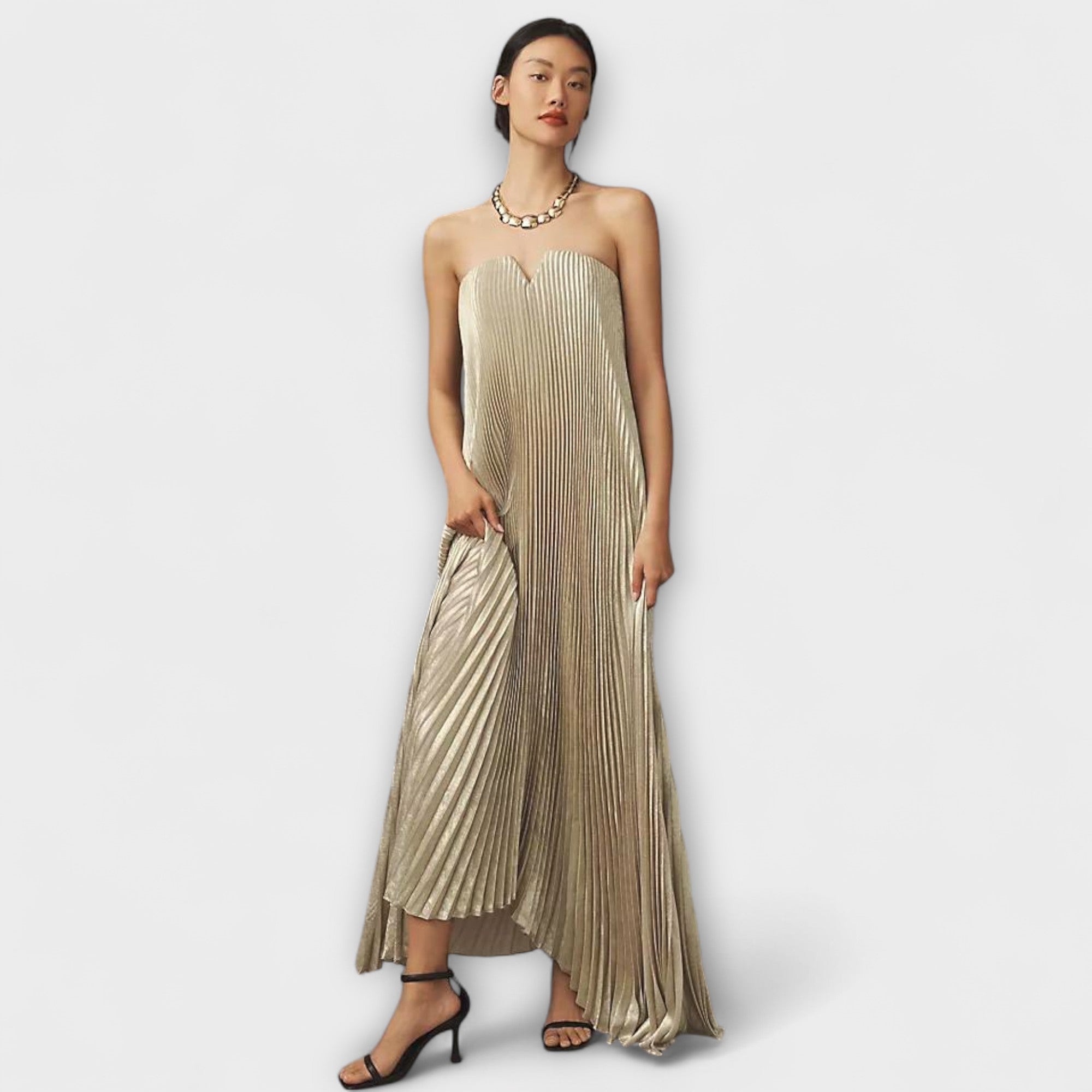 Michelle - Abito Maxi Sweetheart in Stampa Floreale Arancione