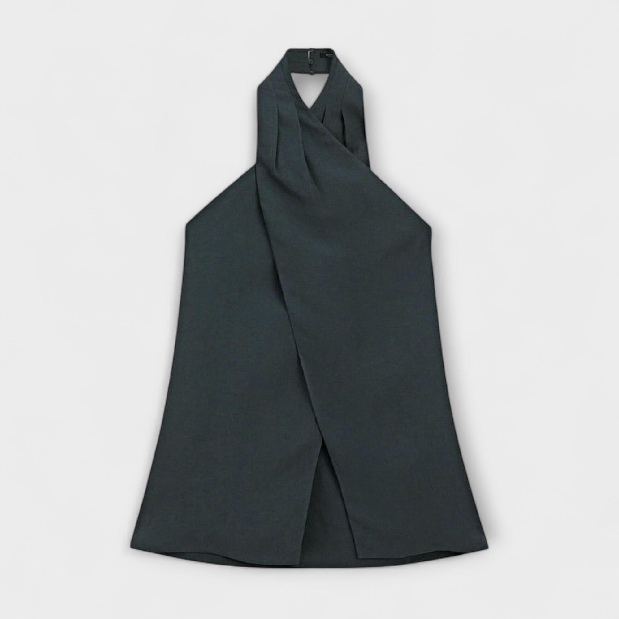 Leah - Top Blu con Collo All'Americana e Fessura Posteriore