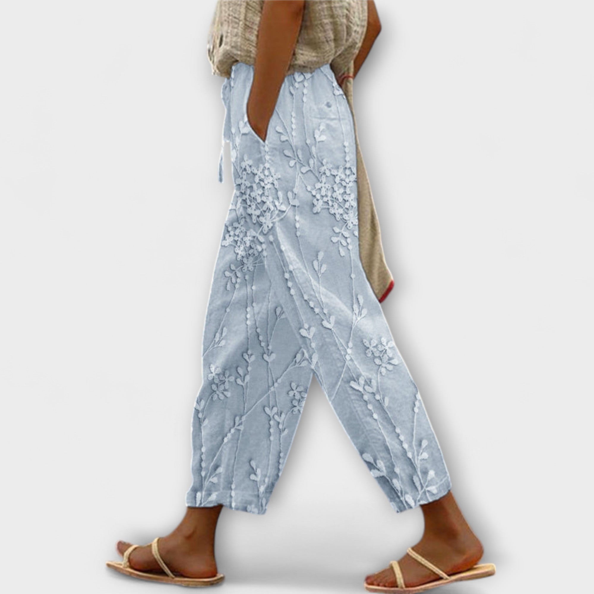 Zoey - Pantaloni Stampati con Motivo Foglia d'Uva