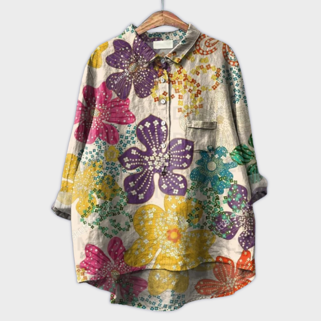 Magdalena - Handmade Women's Blouse with Floral Pattern