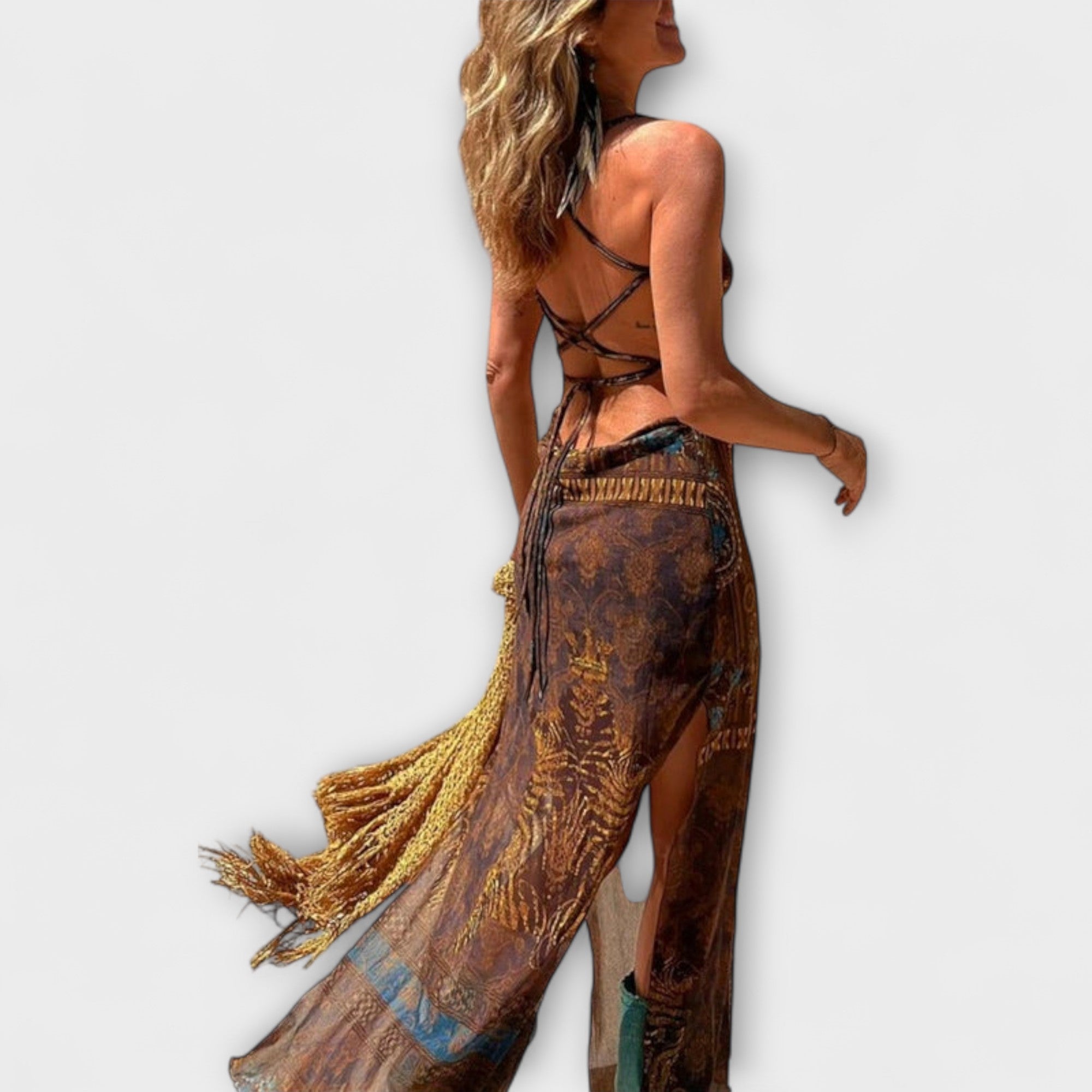 Fee - Abito Midi Unico con Collo a Sciarpa