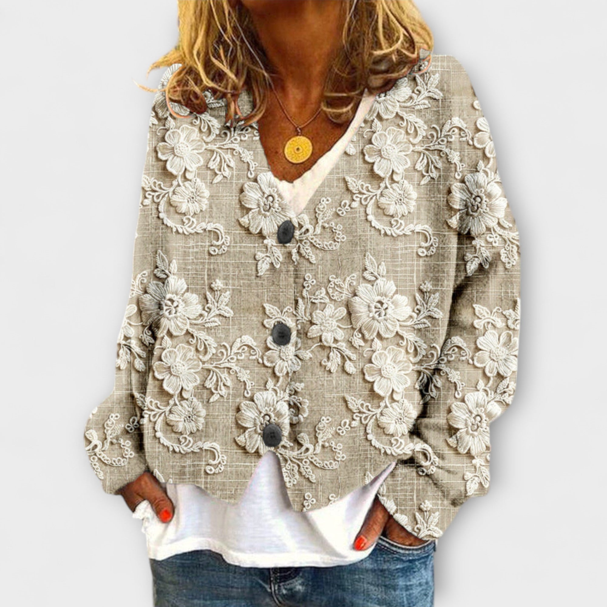 Stella - Cardigan con Motivo Floreale