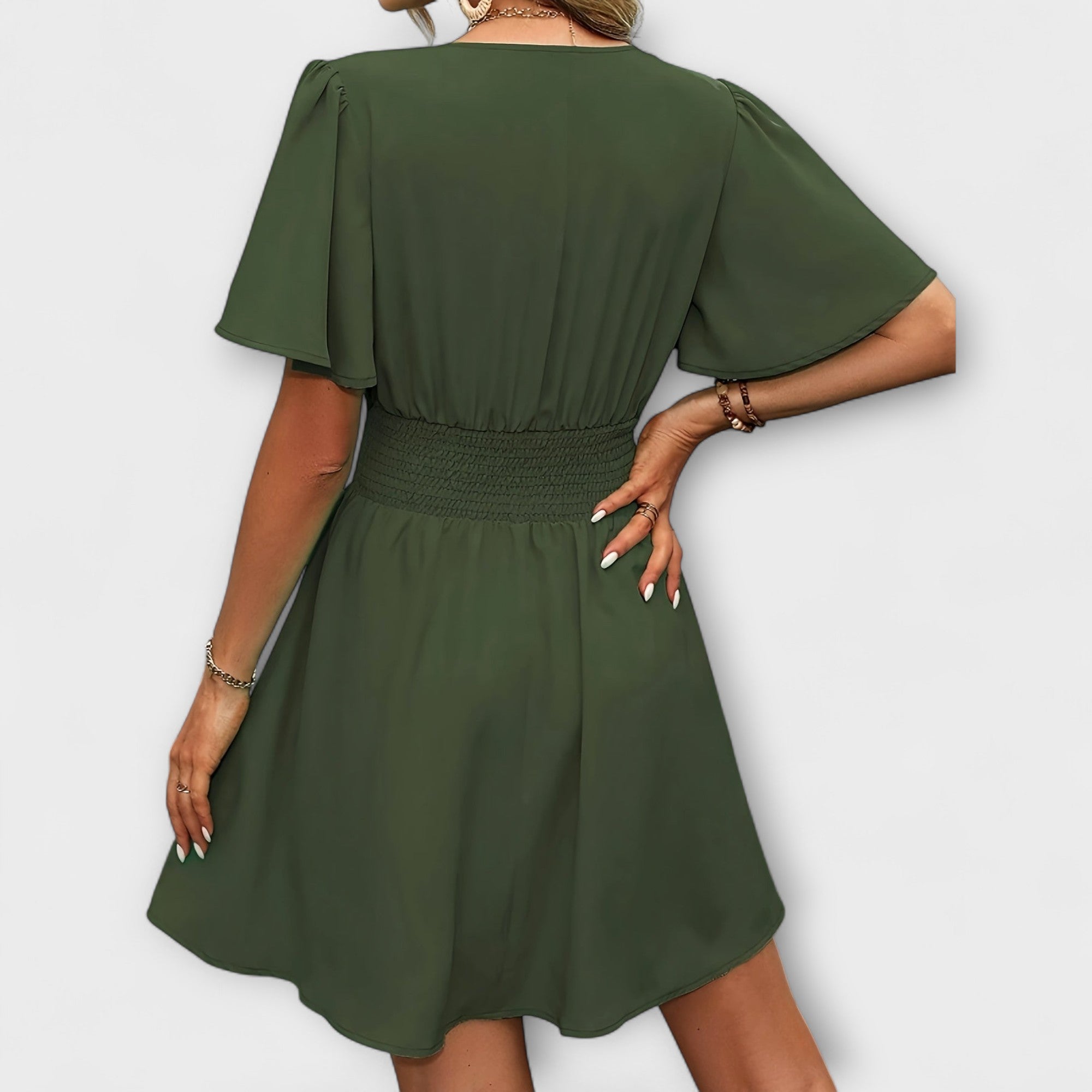 Winslet - Abito con Vita Arricciata e Scollatura a V