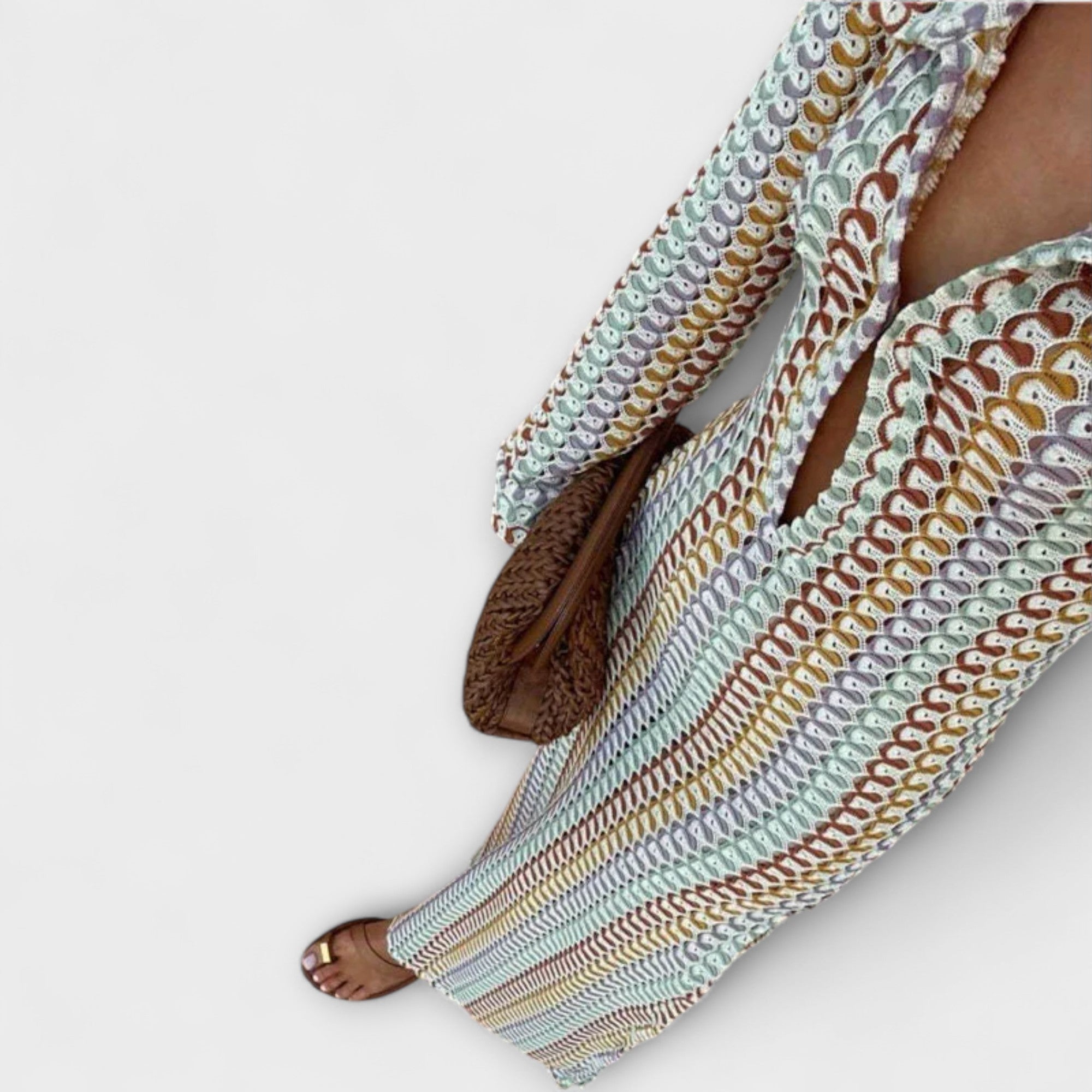 Elina – Abito Maxi con Scollo a V e Flair da Vacanza