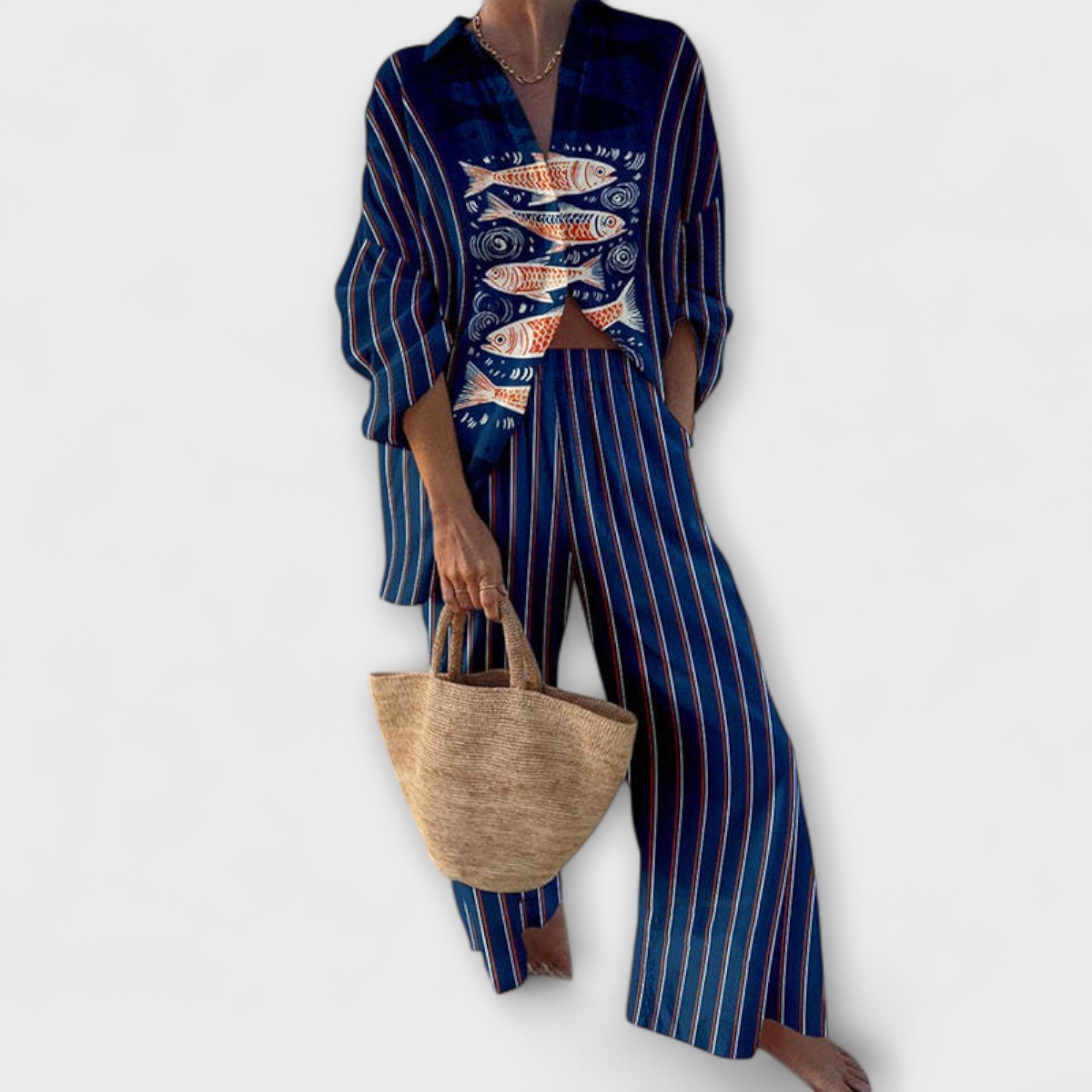 Zairine - Set con Motivo Koi in Blu