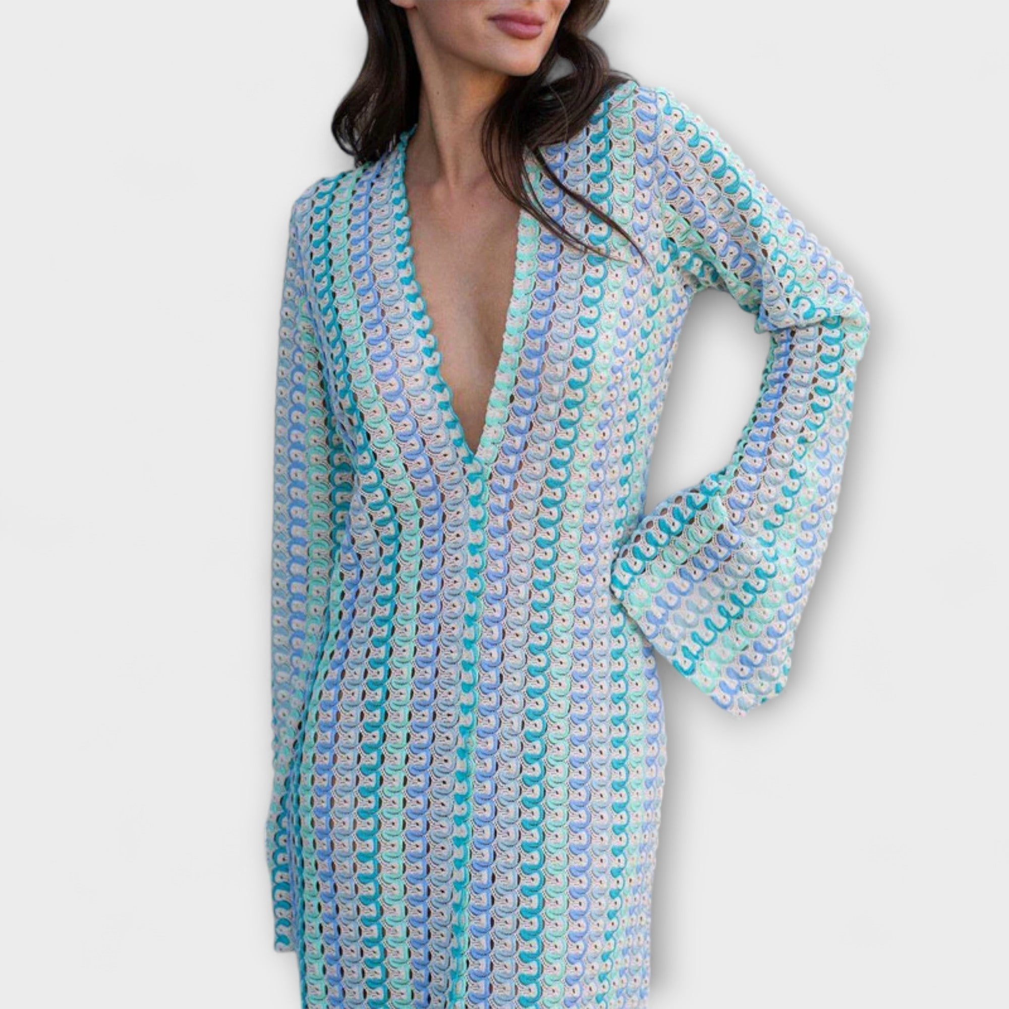 Elina – Abito Maxi con Scollo a V e Flair da Vacanza