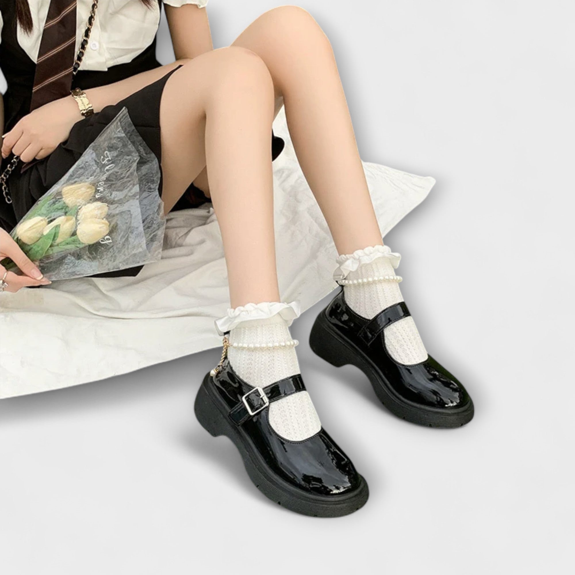 Perla - Scarpe in pelle Mary Jane di lusso