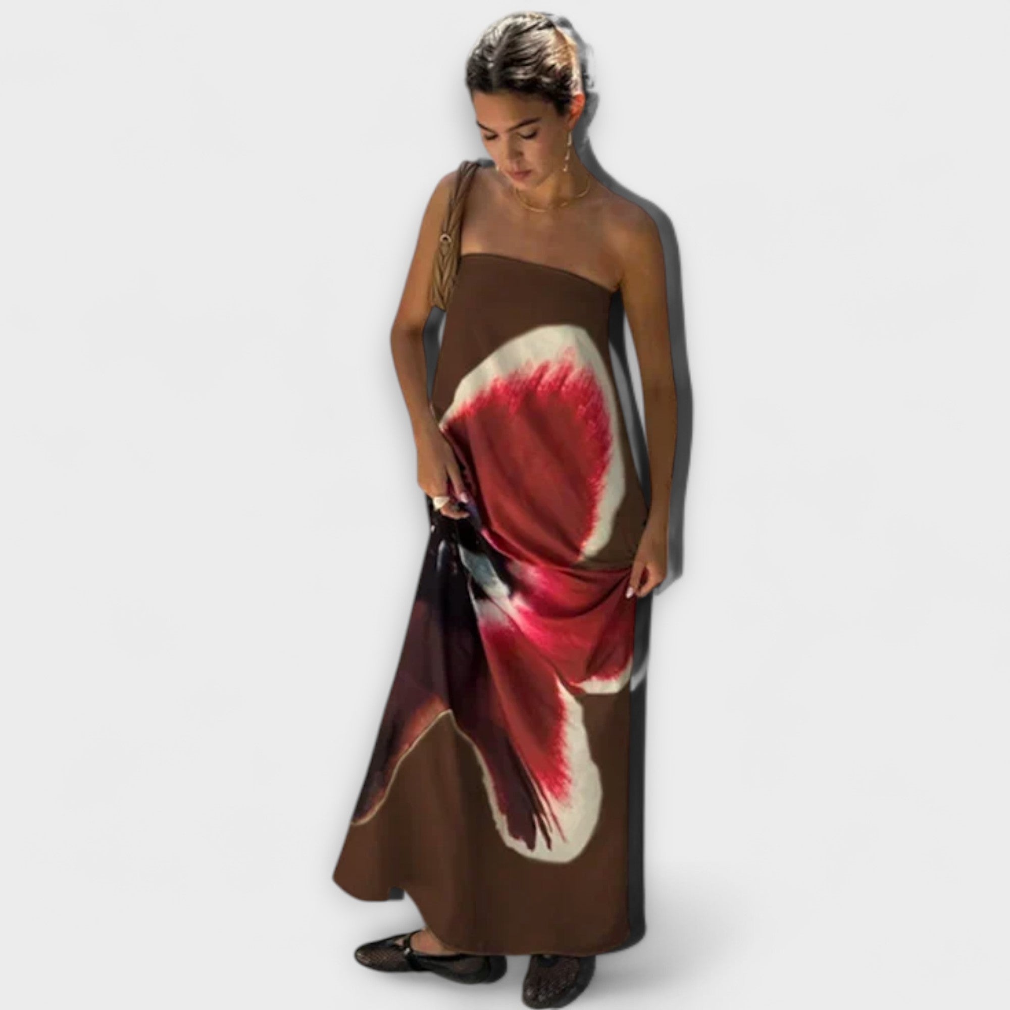 Abito Maxi Senza Maniche Elegante con Spalle Scoperte