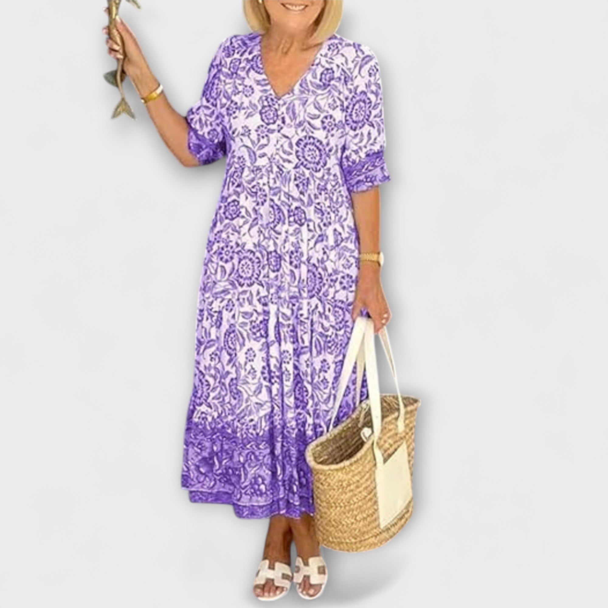 Caitlin - Vestito Floreale Elegante con Design Arioso