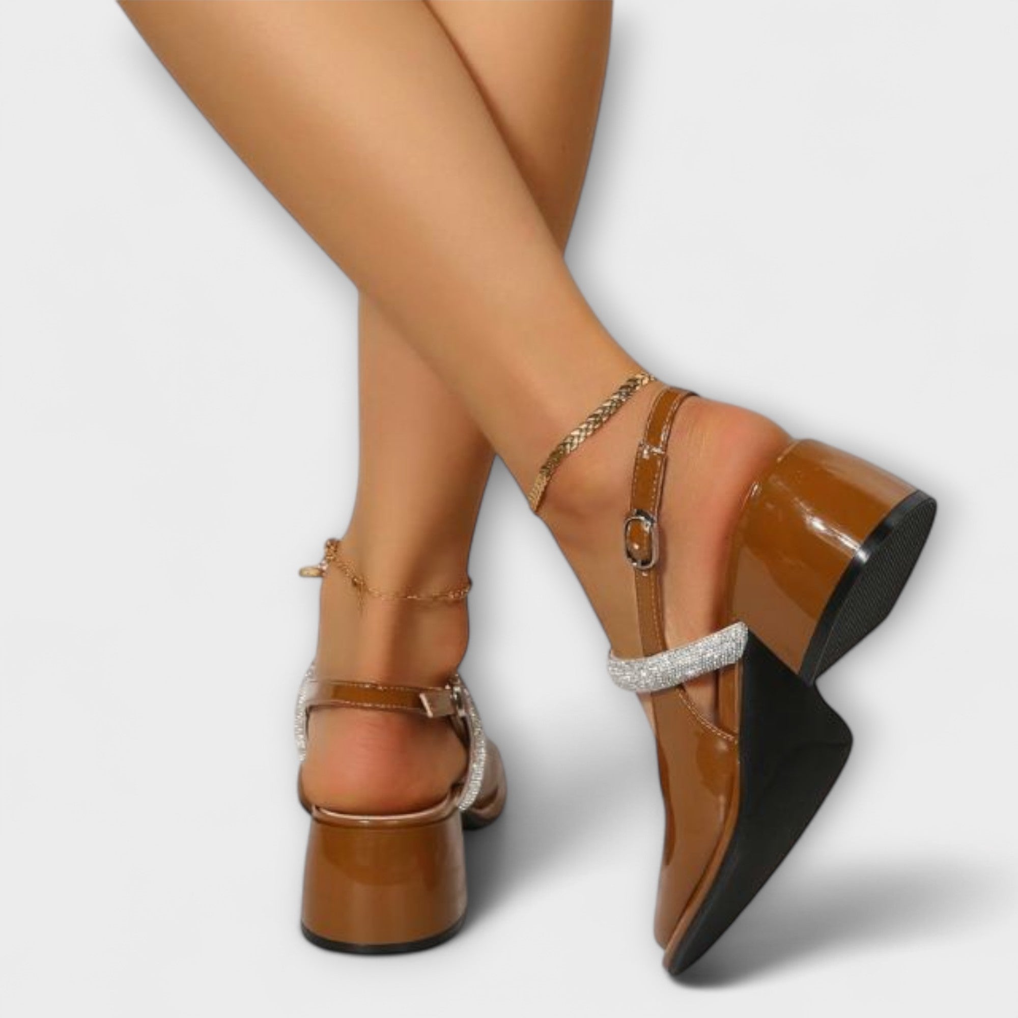 Celandra - Mary Janes con Cinghie Glitterate e Tacco a Blocco