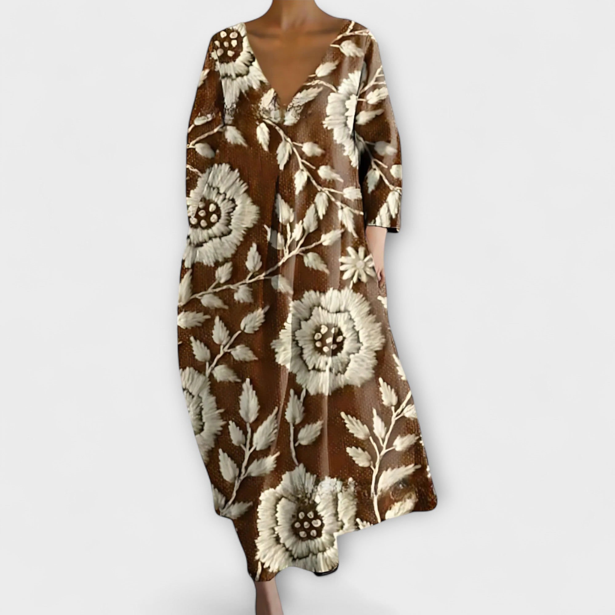 Fiona - Abito lungo e colorato con scollatura a V