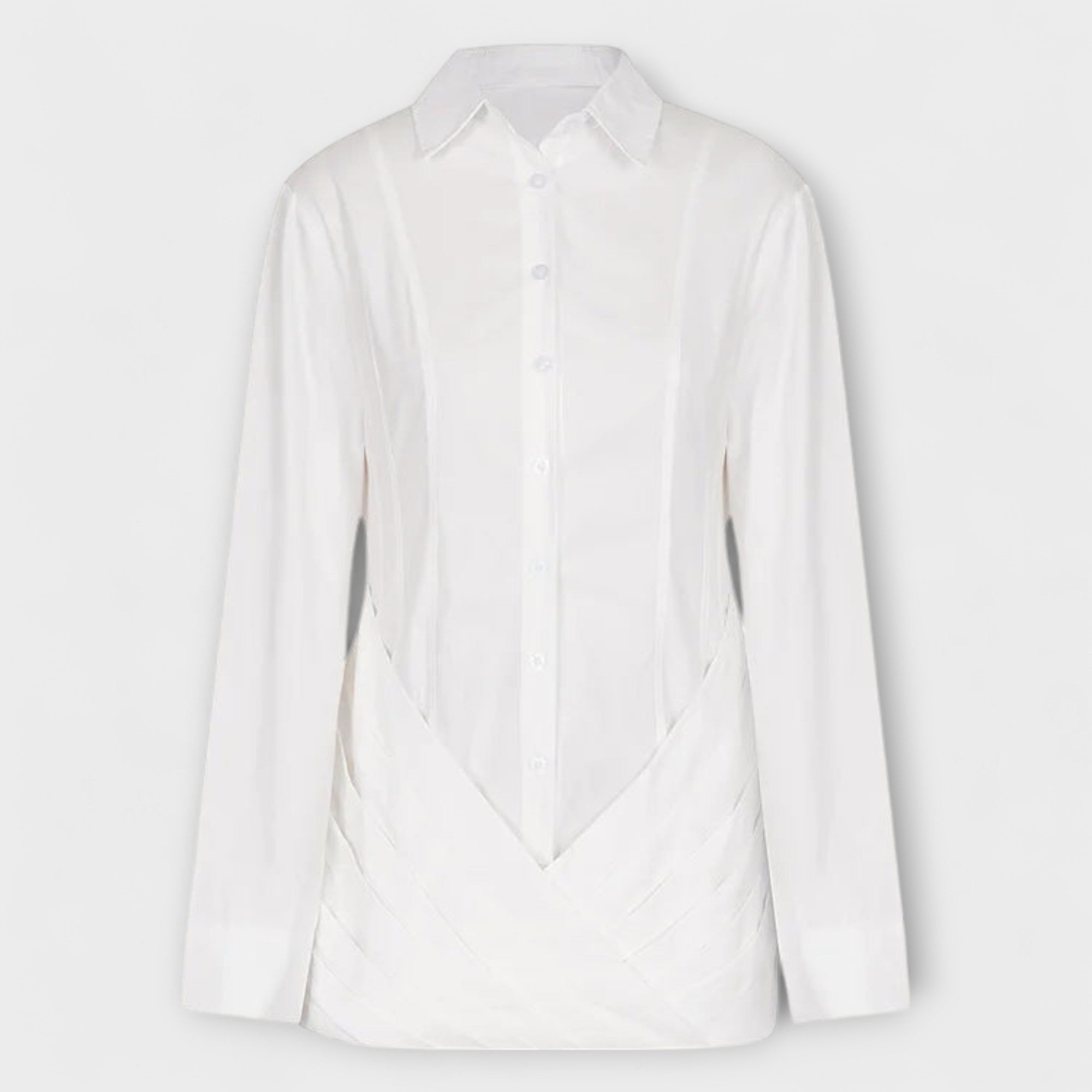 Indie - Camicia Abito Plissettata a Maniche Lunghe Bianca