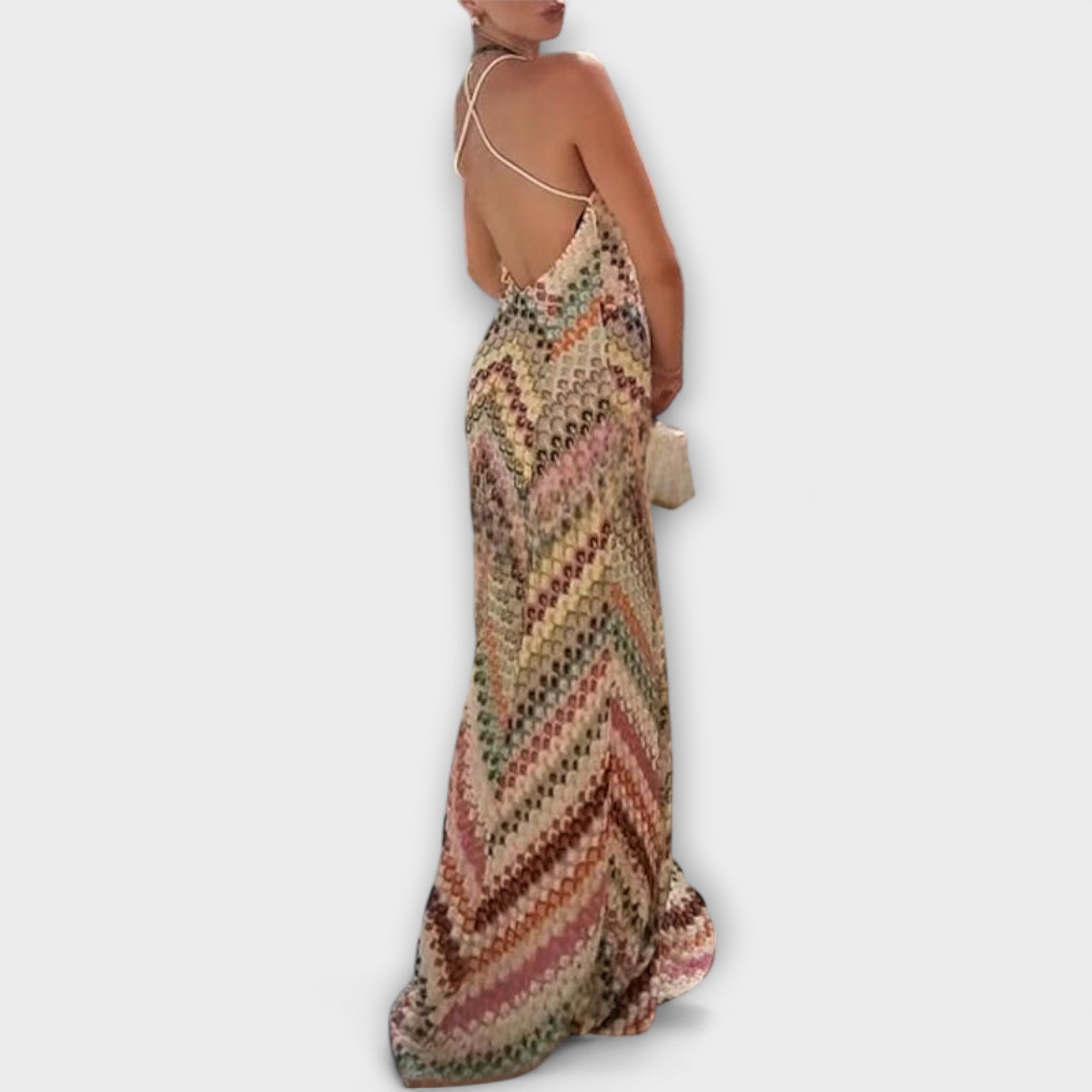 Remi - Abito Maxi in Fantasia Houndstooth Colorata Missoni