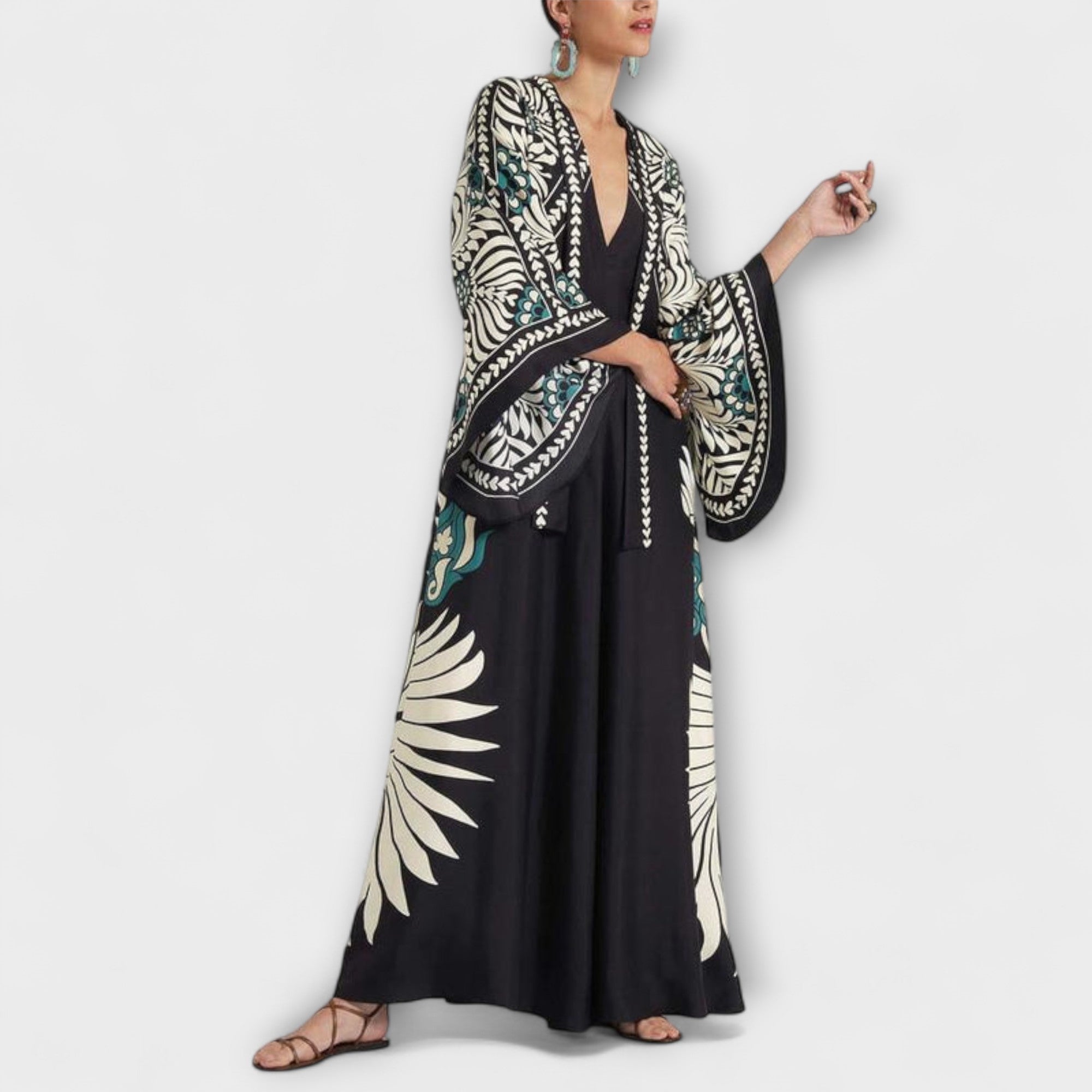 Giselle - Abito Maxi Fluido con Motivo Floreale Chic