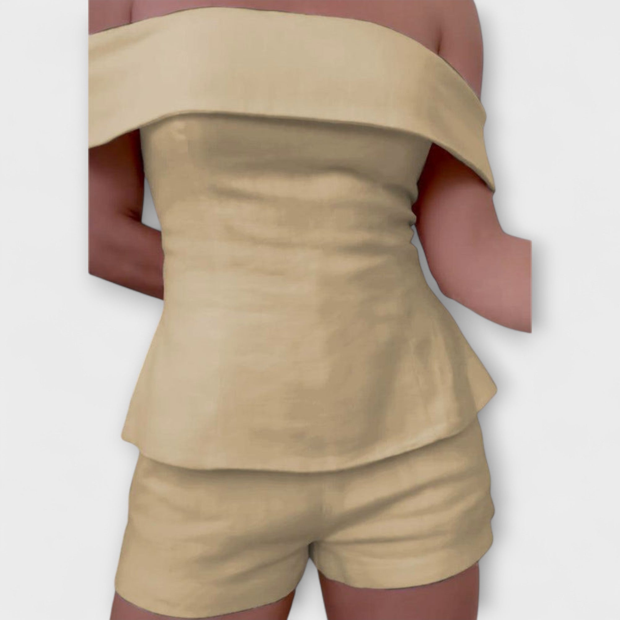 Olivia - Completo Due Pezzi in Cotone e Lino Bianco