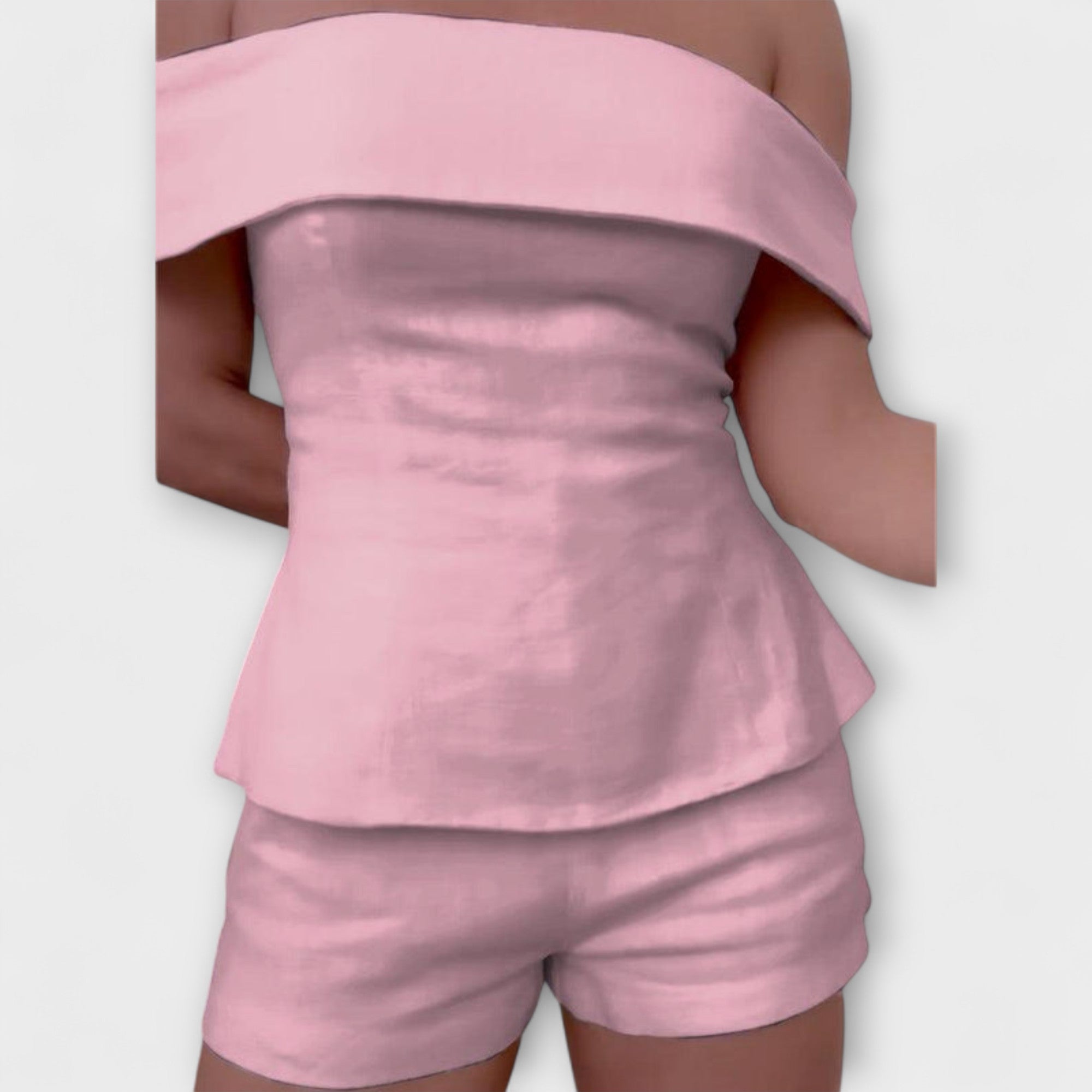 Olivia - Completo Due Pezzi in Cotone e Lino Bianco