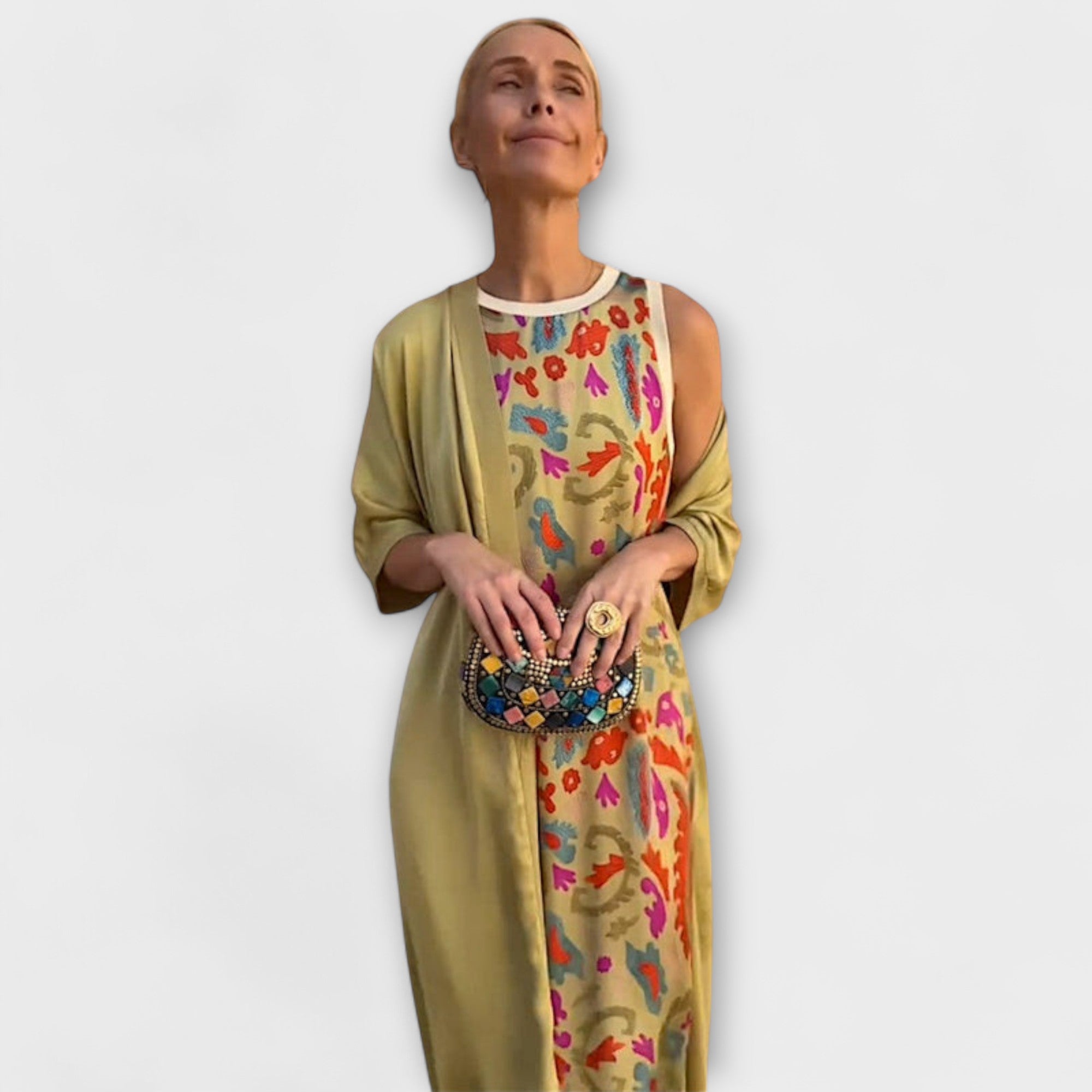 Elveria – Abito Maxi con Cardigan Abbinato