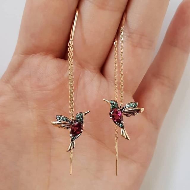 Orecchini Colibrì con Smalto e Zirconia