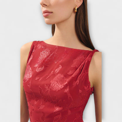 Opale - Elegante Abito Maxi Senza Schienale in Pizzo Jacquard