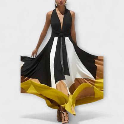 Nava - Abito a Maniche Lunghe con Schiena Scoperta