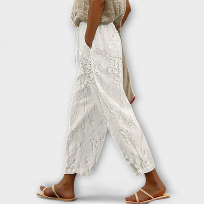 Zoey - Pantaloni Stampati con Motivo Foglia d'Uva