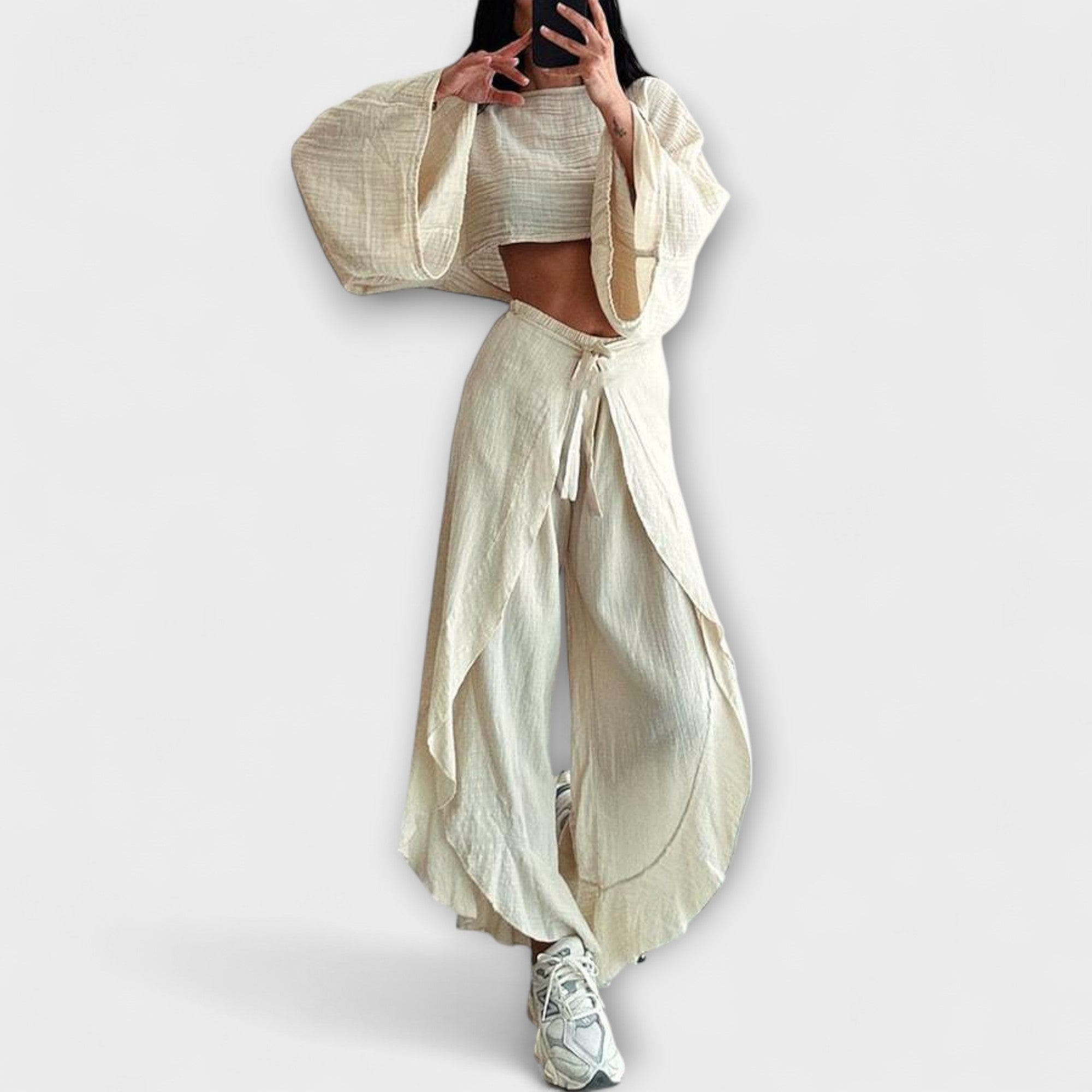 Joanna - Set in Cotone e Lino a Due Pezzi Senza Coda