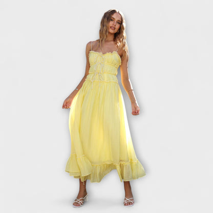 Celine - Abito Midi Senza Maniche con Orlo Arricciato