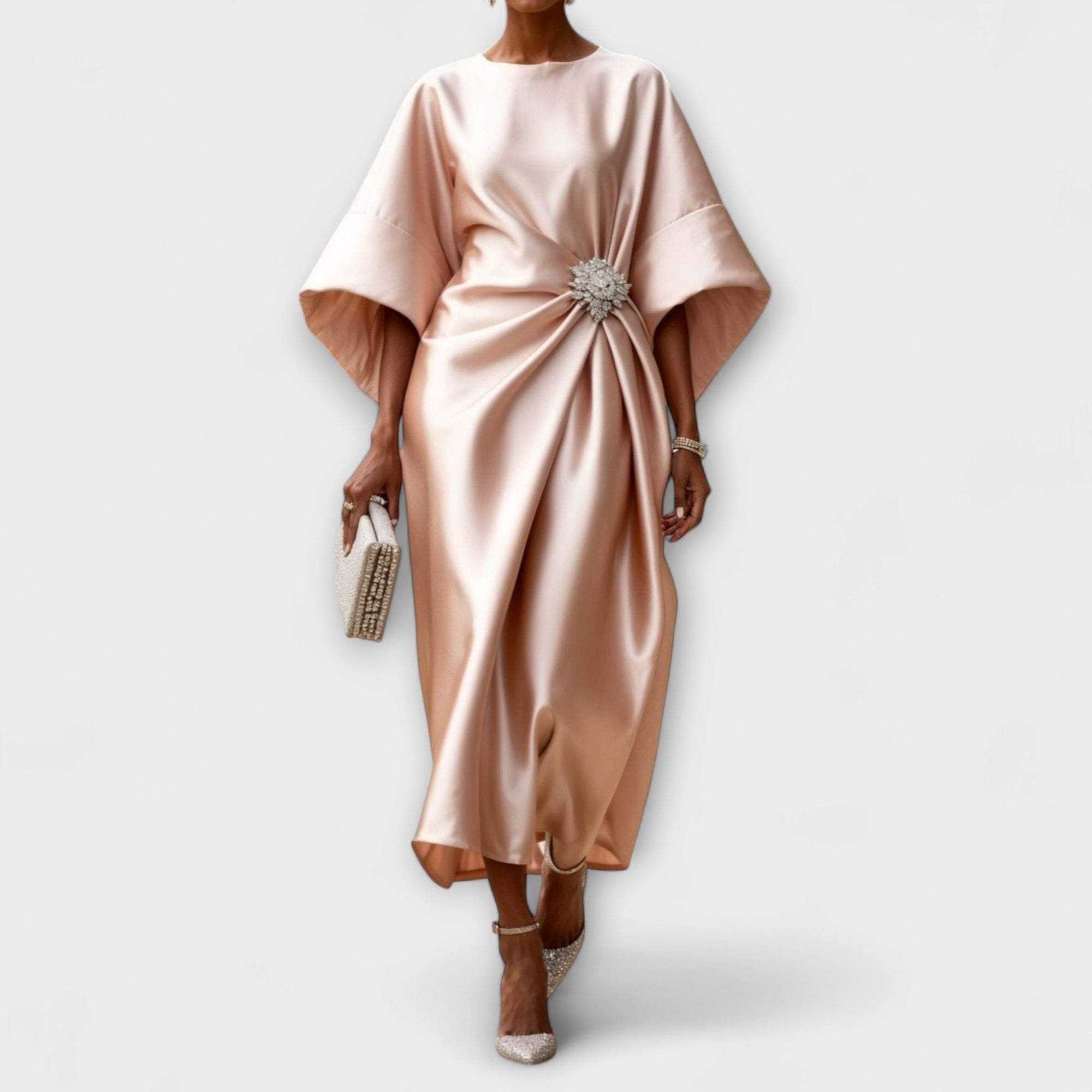 Abito lungo in satin lucido