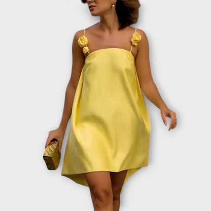 Jordan - Abito Mini Lungo Sciolto con Stampa Floreale e Spalline