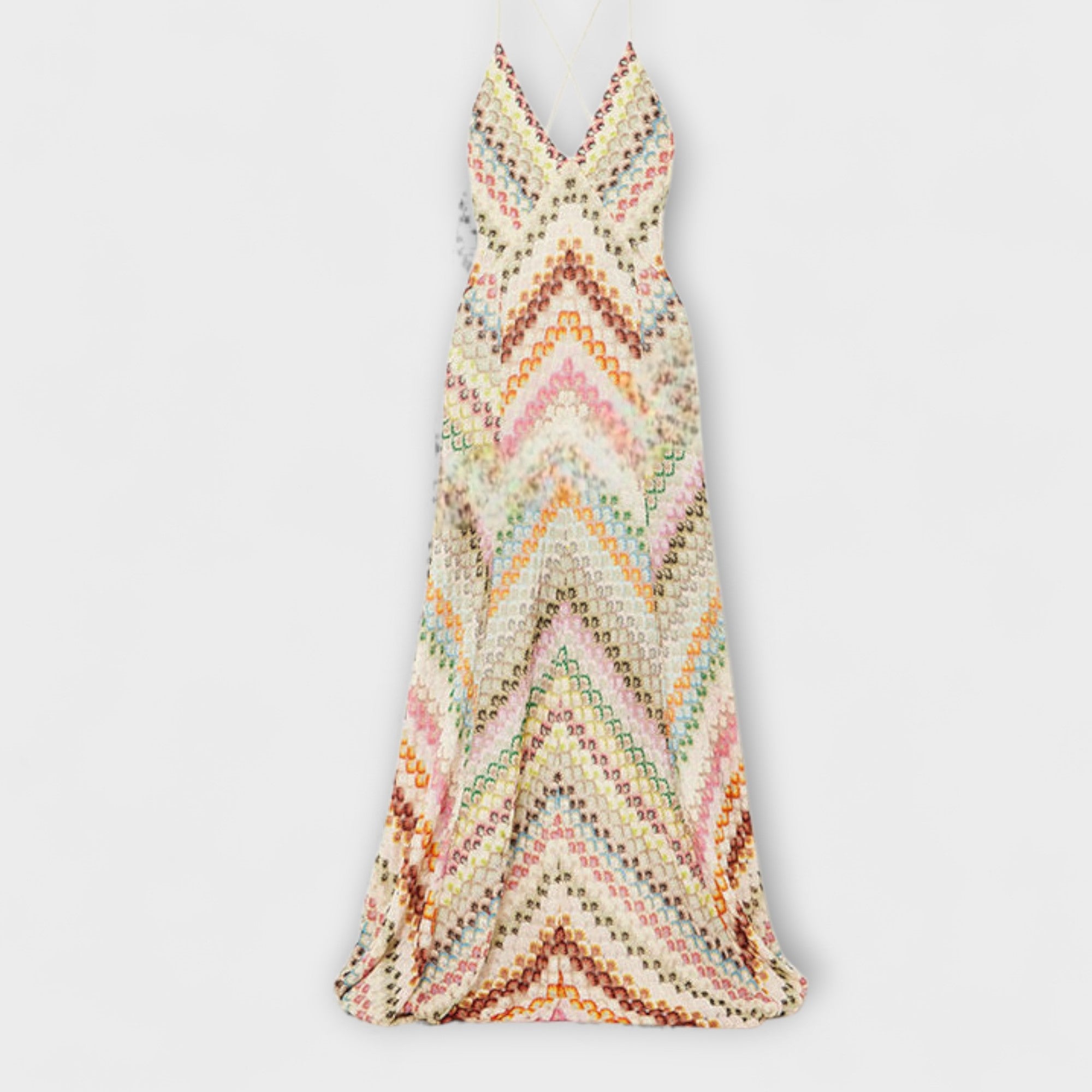 Remi - Abito Maxi in Fantasia Houndstooth Colorata Missoni