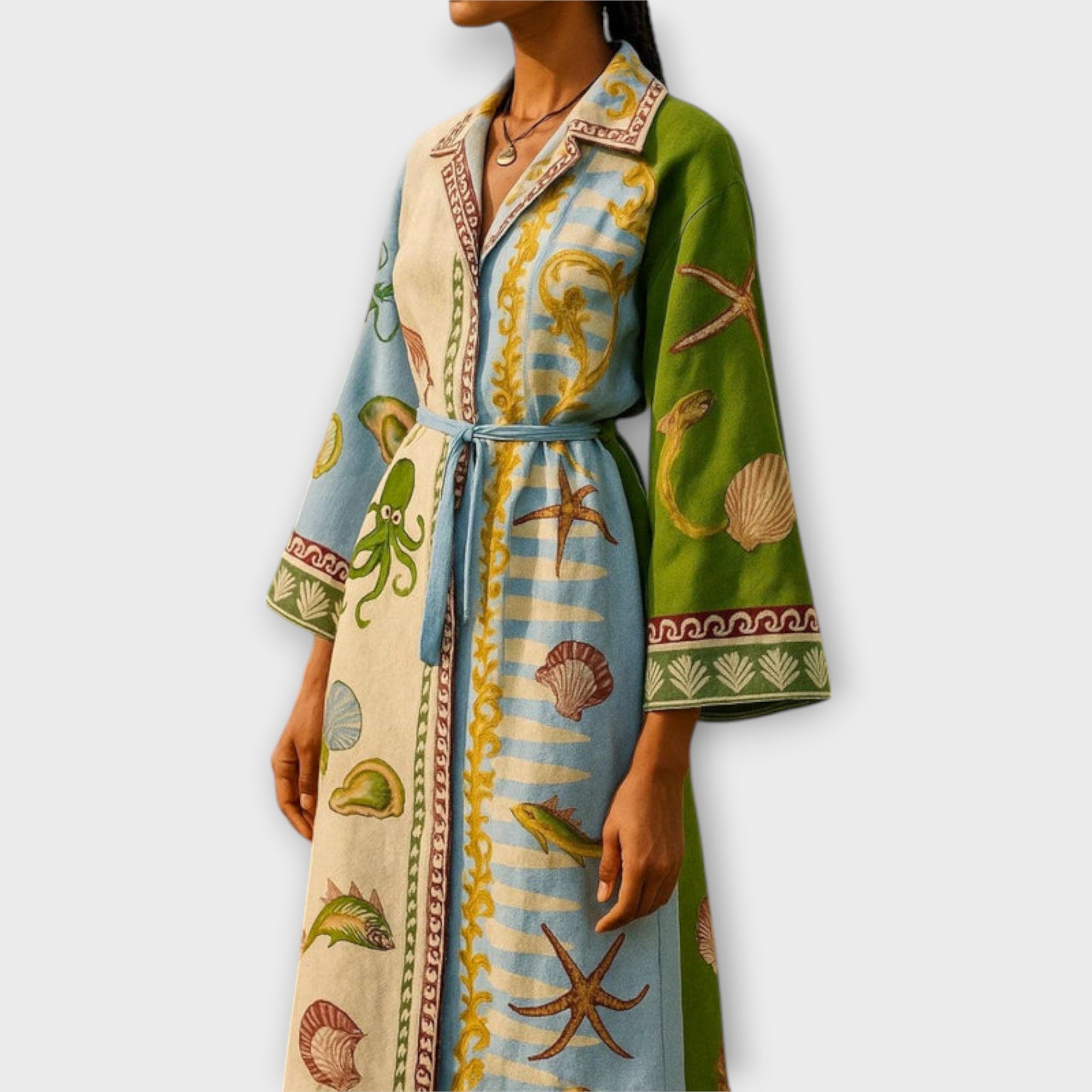 Jule - Vestito Camicia Midi Stampato in Twill con Cintura