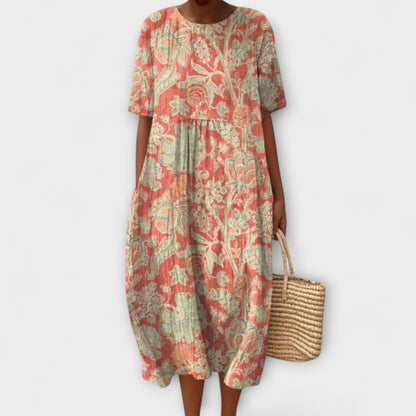 Thaleia – Abito Midi in Design Vintage Floreale