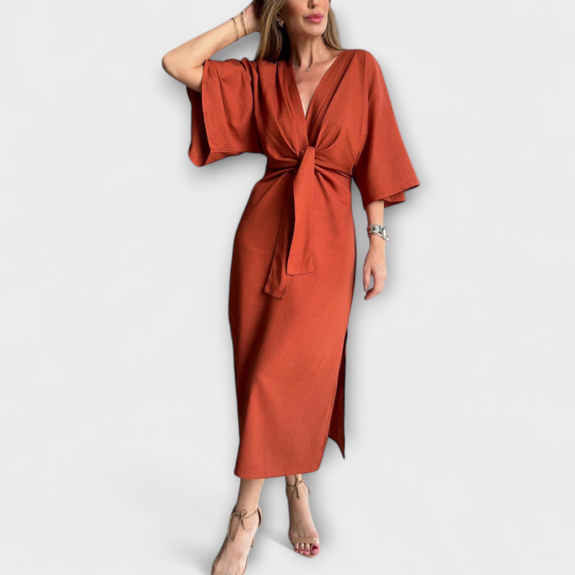 Holly - Abito Casual con Scollatura a V e Fiocco