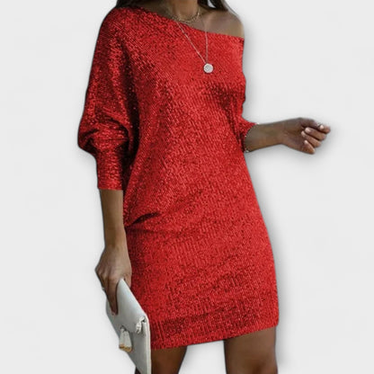 Abito da Festa con Paillettes e Contrasto