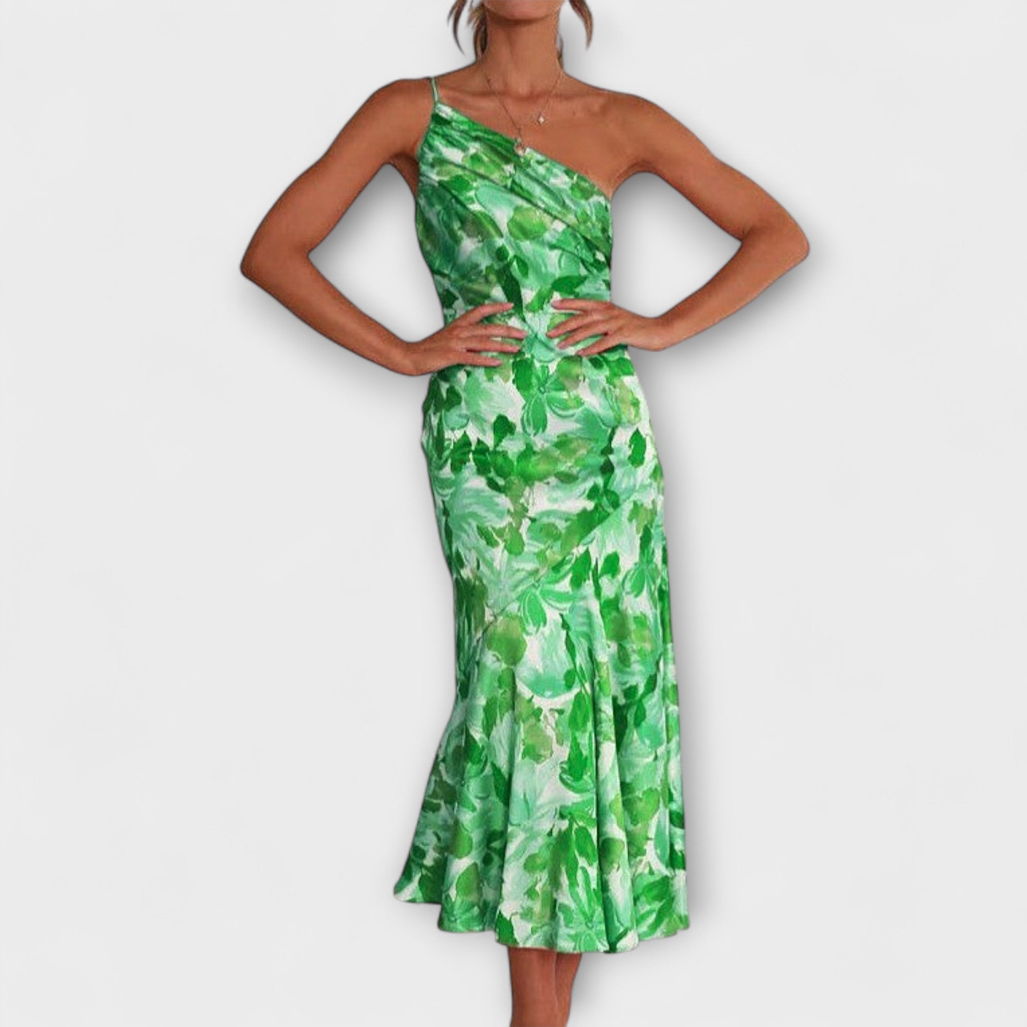 Tabea - Abito con Motivo Floreale Asimmetrico