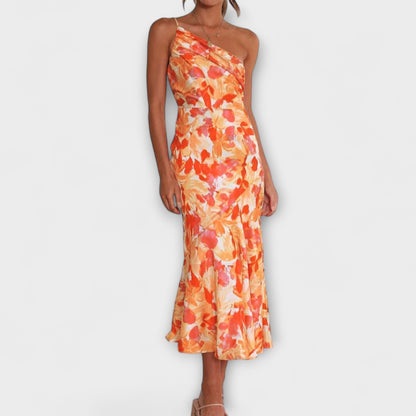 Tabea - Abito con Motivo Floreale Asimmetrico