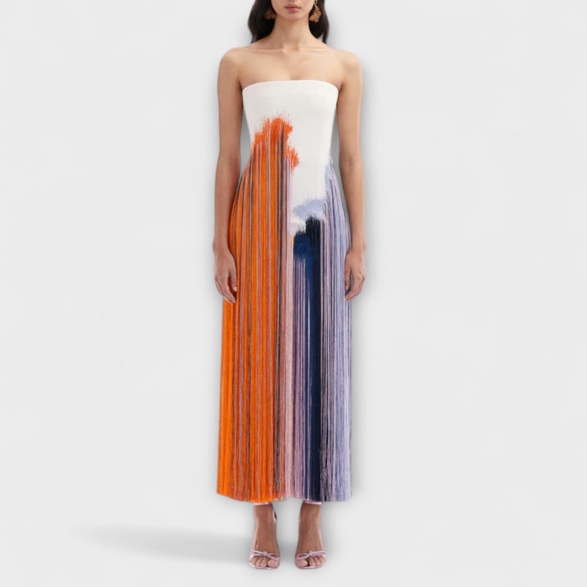 Estate - Abito Colorblock Elegante con Frange alla Moda