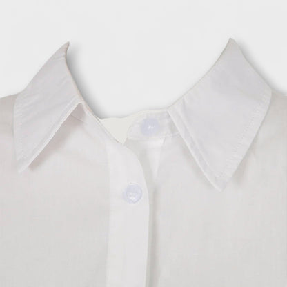 Indie - Camicia Abito Plissettata a Maniche Lunghe Bianca