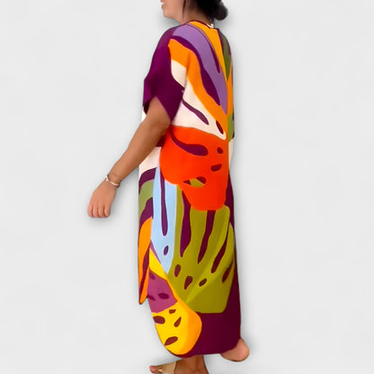 Roos - Abito Casual con Stampa di Foglie Colorate