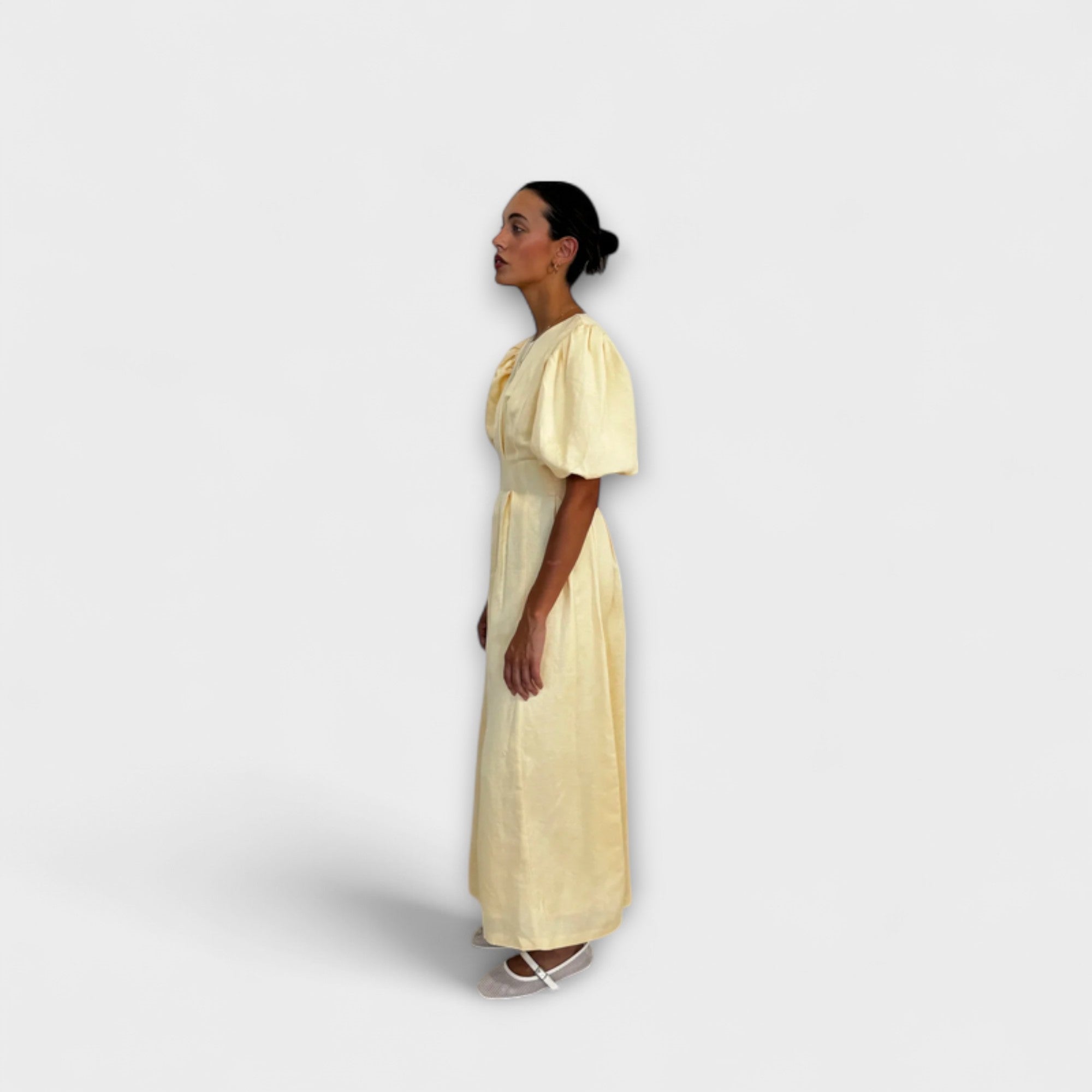 Josephine - Abito Maxi Giallo Burro con Design Arioso