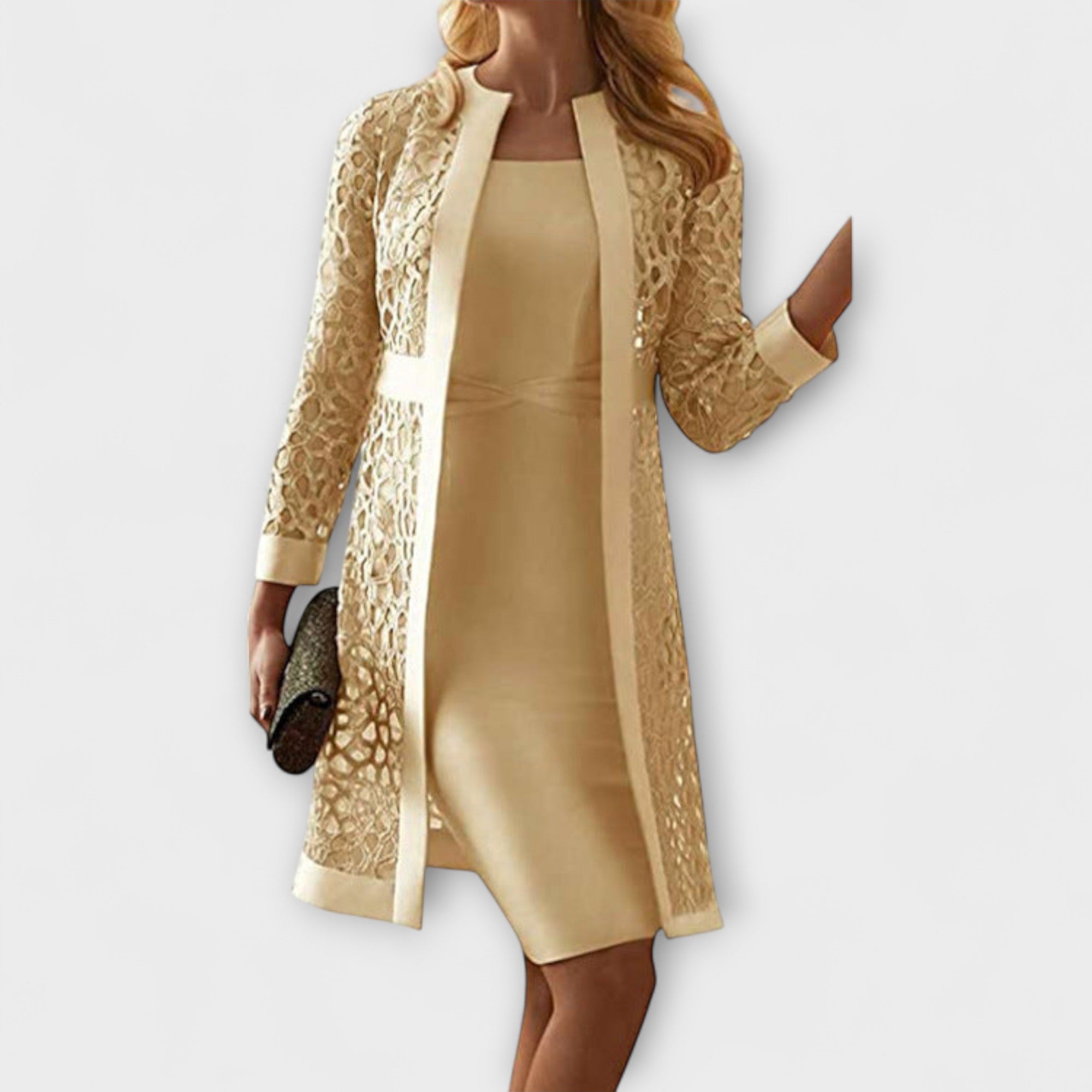 Runa - Elegante Abito in Pizzo a Due Pezzi