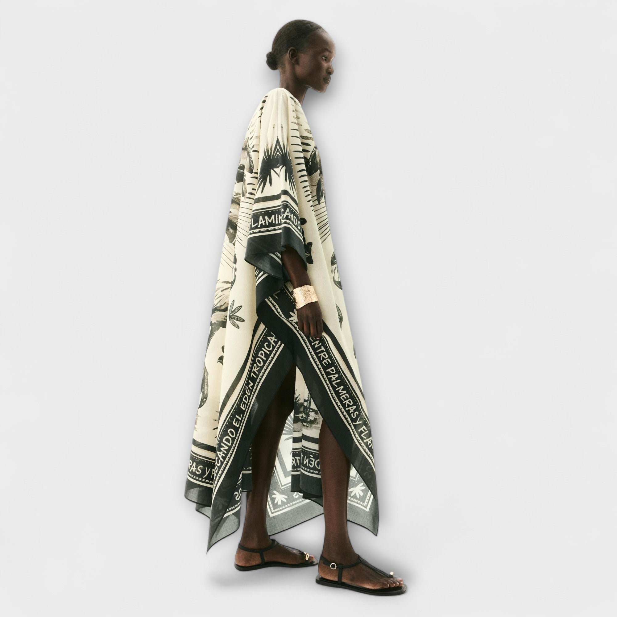 Melissa - Kaftano Maxi con Stampa Fenicottero Extra-Large