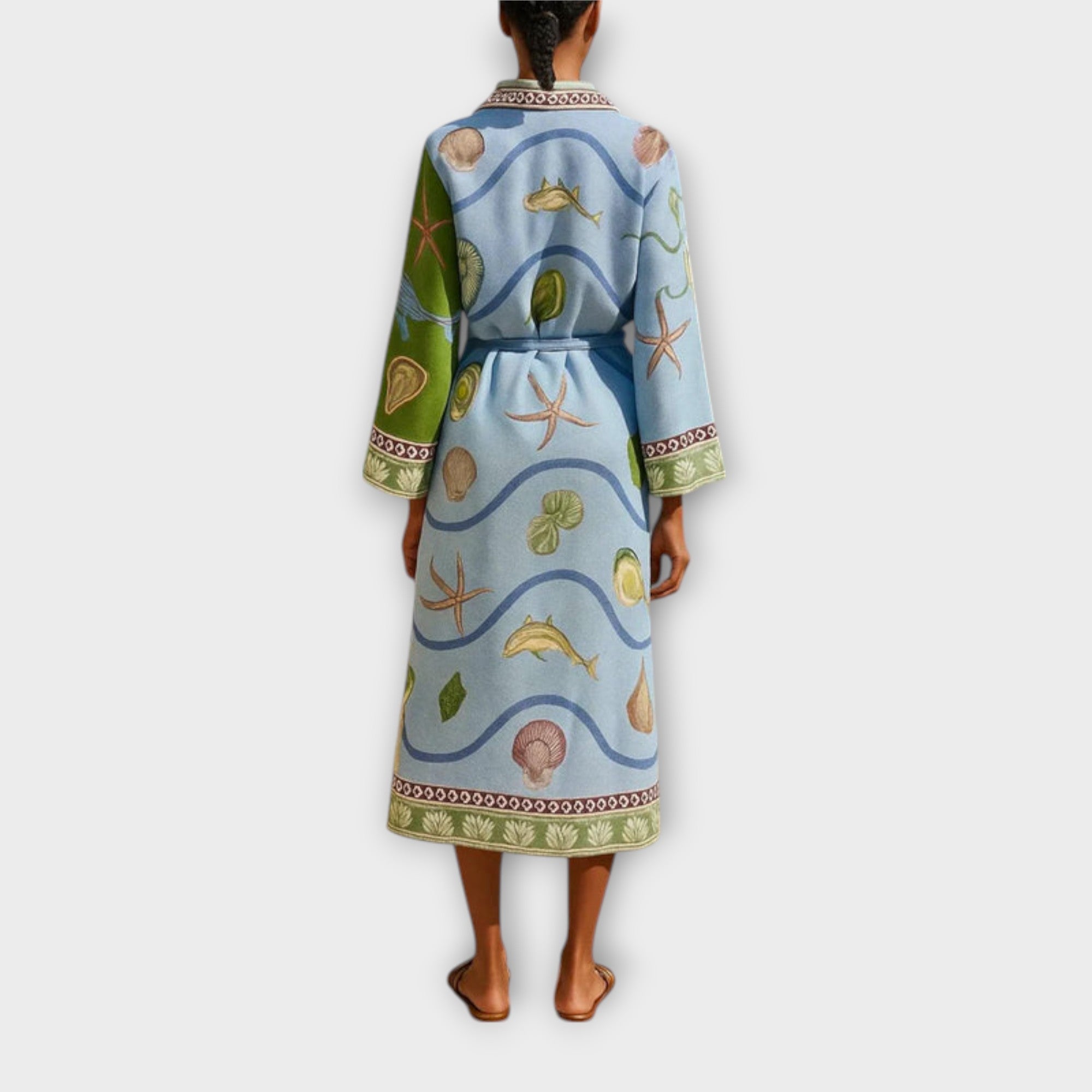 Jule - Vestito Camicia Midi Stampato in Twill con Cintura